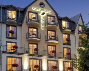 Außenansicht im Hotel Cochemer Jung im Dunkeln